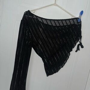 Black Knit Asymmetrical Top